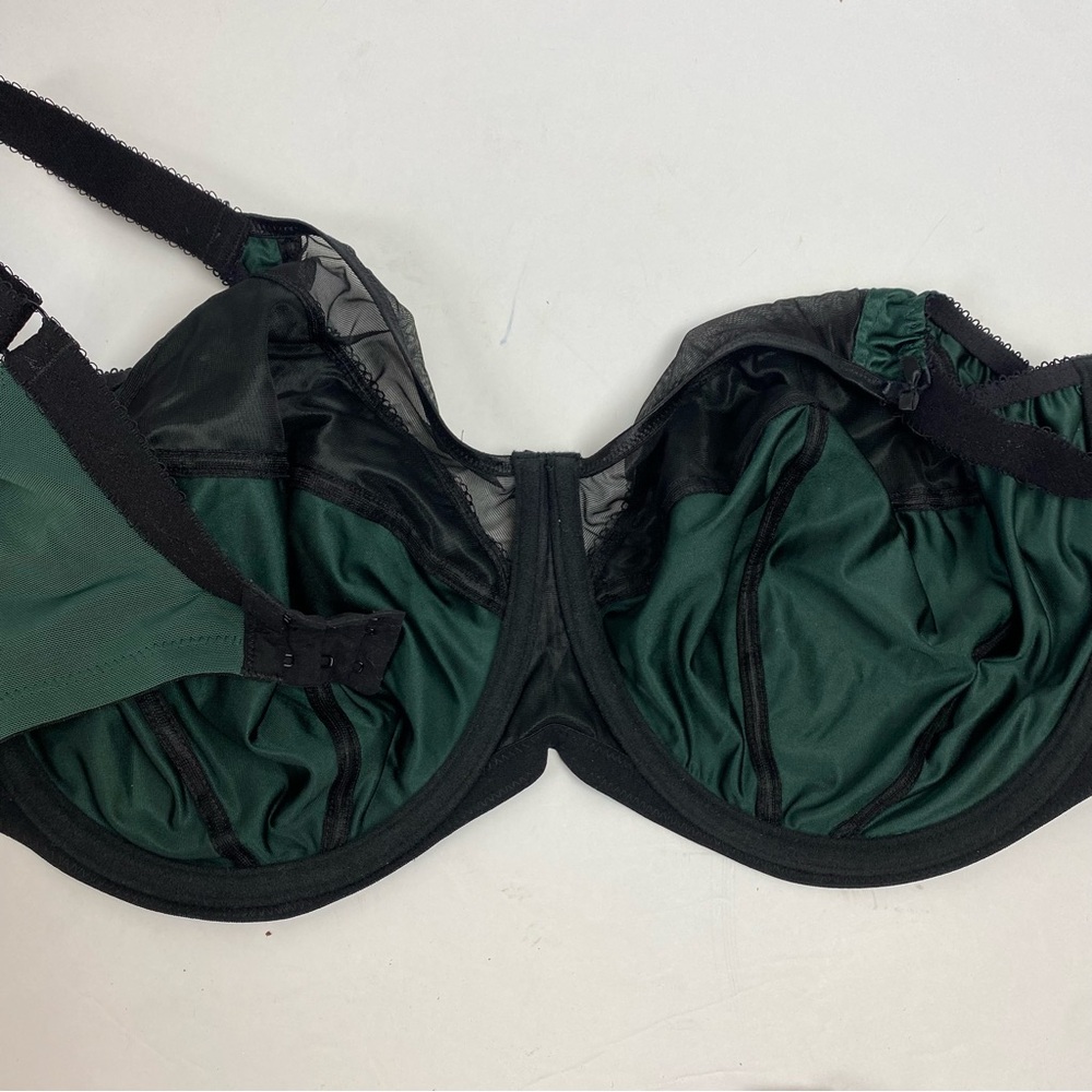 Goddess Keira Banded Underwire Bra Green Black GD6090 36M Satin - Picture 5 of 7